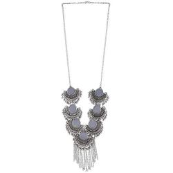 Efulgenz Boho Indian Tribal Gypsy Oxidized Silver Vintage Retro Pendant Tassel Chain Necklace Jewelry