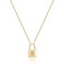 Turandoss Gold Initial Lock Necklaces for Women, 14K Gold Plated Dainty Personalized Initial CZ Letter Padlock Pendant Gold Lock Necklaces for Women Girls Trendy Jewelry Gifts