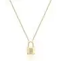Turandoss Gold Initial Lock Necklaces for Women, 14K Gold Plated Dainty Personalized Initial CZ Letter Padlock Pendant Gold Lock Necklaces for Women Girls Trendy Jewelry Gifts