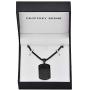Geoffrey Beene Stainless Steel Mens Dog Tag Necklace with Cubic Zirconia Stone