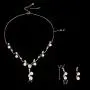 EleQueen Womens Cubic Zirconia Simulated Pearl Flower Filigree Bridal Necklace Earrings Jewelry Set Ivory Color EleQueen Womens Cubic Zirconia Simulated Pearl Flower Filigree Bridal Necklace Earrings Jewelry Set Ivory Color