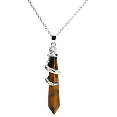 Natural Gemstone Pendant Necklace Healing Crystal Quartz Reiki Chakra Gem Stones 18 Inch Jewelry Women Girls Men Birthday Gifts