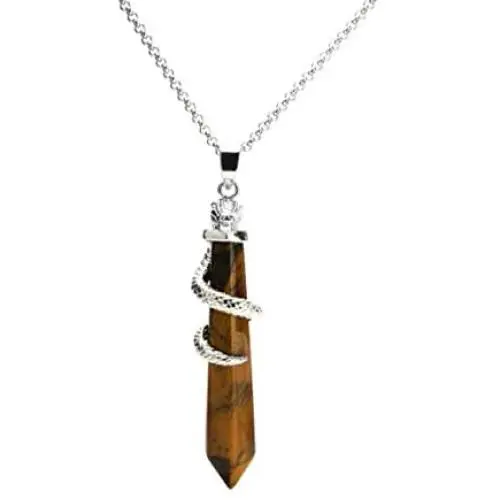 Natural Gemstone Pendant Necklace Healing Crystal Quartz Reiki Chakra Gem Stones 18 Inch Jewelry Women Girls Men Birthday Gifts