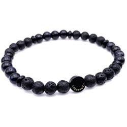 Mens Warrior Stone Lava Stretch Bead Bracelet Handcrafted in USA - Dark Blue / Black