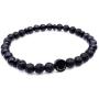 Mens Warrior Stone Lava Stretch Bead Bracelet Handcrafted in USA - Dark Blue / Black