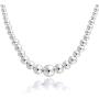 Verona Jewelers Italian 925 Sterling Silver 4-10MM Graduated Silver Bead Necklace-Sterling Silver Bead Ball Necklace for Women