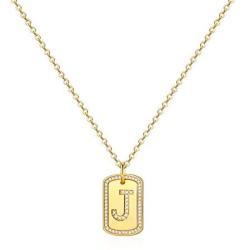 IEFWELL Gold Initial Necklaces for Women, 14K Gold Plated Square Cubic Zirconia Letter Necklaces Alphabet A to Z 26 Initial Necklaces for Girls Gold Jewelry for Women Teen Girls