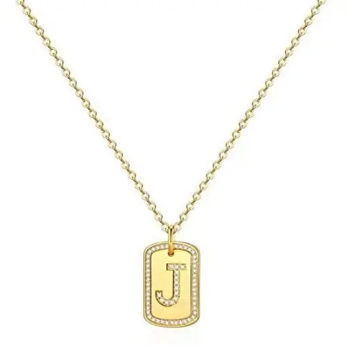 IEFWELL Gold Initial Necklaces for Women, 14K Gold Plated Square Cubic Zirconia Letter Necklaces Alphabet A to Z 26 Initial Necklaces for Girls Gold Jewelry for Women Teen Girls