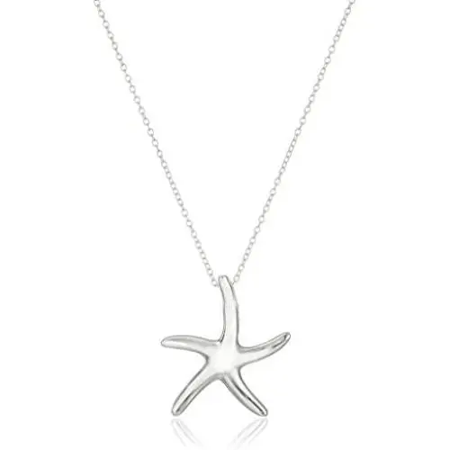 Sterling Silver Starfish Pendant Necklace, 18'' Sterling Silver Starfish Pendant Necklace, 18''