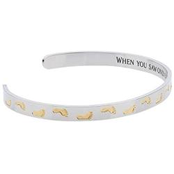 Reminder Bracelets for Women Two-Tone Footprints in The Sand Bracelet, Inspirational Jewelry & Gifts