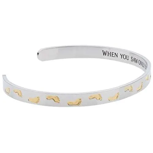 Reminder Bracelets for Women Two-Tone Footprints in The Sand Bracelet, Inspirational Jewelry & Gifts