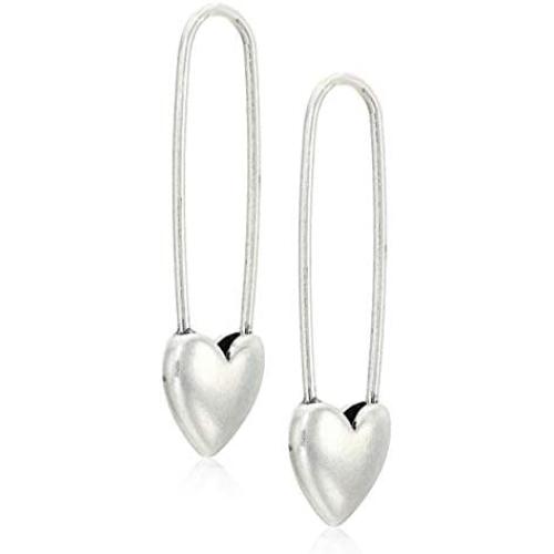 Lucky Brand Womens Heart Safety Pin Earrings