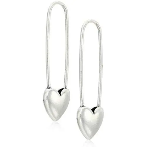 Lucky Brand Womens Heart Safety Pin Earrings