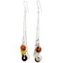NOVICA .925 Sterling Silver Jade and Rainbow Moonstone Waterfall Earrings, Between Nations