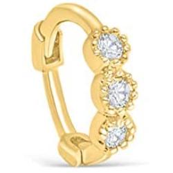 ONDAISY 14k Gold Plated Simulated Diamond Cz Moon Star Heart Flower Round Circle Ball Tragus Cartilage Clicker Hoop Ring Earring Piercing For Women16g