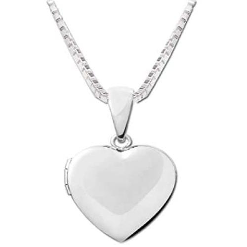 Girls Classic Sterling Silver Classic Heart Locket Necklace
