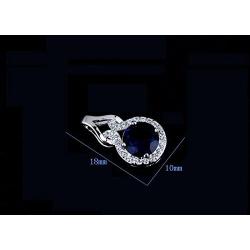 Crystalline Azuria Round Blue Simulated Sapphire Zirconia Crystals Set Pendant Necklace 18'' Earrings 18 ct White Gold Plated