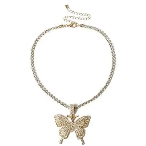 The Woos Rhinestone Butterfly Necklace Tennis Chain Hip Hop Bling Animal Butterfly Iced Out Crystal Collar Butterfly Pendant Necklace for Women Girl Rock Jewelry The Woos Rhinestone Butterfly Necklace Tennis Chain Hip Hop Bling Animal Butterfly Iced Out Crystal Collar Butterfly Pendant Necklace for Women Girl Rock Jewelry