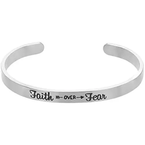 Augonfever Faith Over Fear Bracelet for Women Adjustable