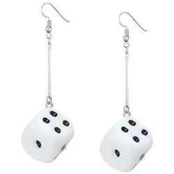 Jeni-Sely Resin Funny 3D Dice Dangle Earrings Cool Punk Cubic Dice Geometric Drop Earrings Night Club Party Jewelry