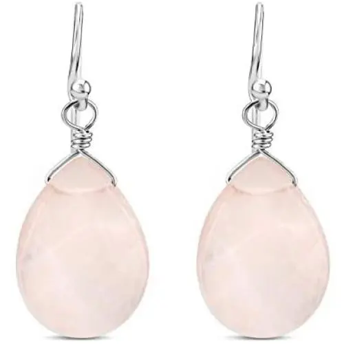 FRONAY Natural Stone Sterling Silver Drop Dangle Hook Earrings - Made in USA