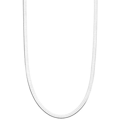 Miabella 925 Sterling Silver Italian Solid 3.5mm Flexible Flat Herringbone Chain Necklace for Women Men 16, 18, 20, 22, 24, 26, 30 Inch Made in Italy
