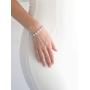 Mariell Platinum Plated Tennis Bracelet with Pear-Shaped Cubic Zirconia Halos for Brides, Wedding & Prom