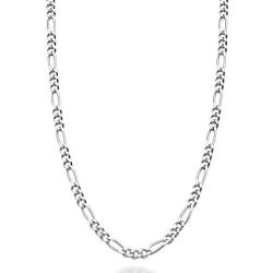 Miabella Solid 925 Sterling Silver Italian 2.3mm Diamond-Cut Figaro Link Chain Necklace for Women Men 16, 18, 20, 22, 24, 26, 30 Inch Made in Italy