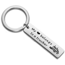 Zuo Bao Trucker Gift Driver Keychain My Heart Belongs to A Trucker Keyring Truck Driver Keychain