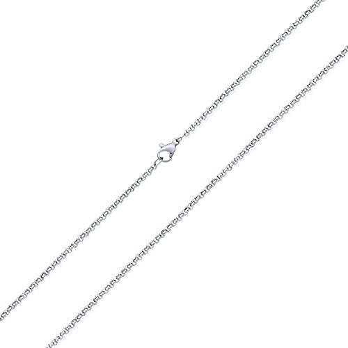 Bling Jewelry Simple Thin 3MM Basic Plain Silver Tone Stainless Steel Rolo Cable Chain Necklace for Men for Women 16 18 20 24 Inch