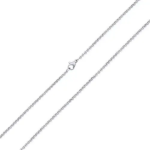 Bling Jewelry Simple Thin 3MM Basic Plain Silver Tone Stainless Steel Rolo Cable Chain Necklace for Men for Women 16 18 20 24 Inch