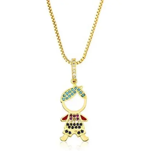 OUCHUANG 14K Yellow Gold Birthstone Cubic Zirconia CZ Boy and Girl Pendant Necklace or Chain for New Year Birthday Jewelry OUCHUANG 14K Yellow Gold Birthstone Cubic Zirconia CZ Boy and Girl Pendant Necklace or Chain for New Year Birthday Jewelry
