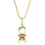 OUCHUANG 14K Yellow Gold Birthstone Cubic Zirconia CZ Boy and Girl Pendant Necklace or Chain for New Year Birthday Jewelry