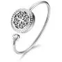 Cupimatch Adjustable Essential Oil Diffuser Bracelet, Stainless Steel CZ Aromatherapy Locket Bangle 8 Color Pads Jewelry Set for Women Girl Gifts