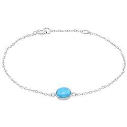 AUBE JEWELRY Hypoallergenic 925 Sterling Silver Trendy and Dainty Round Opal Bracelet for Women