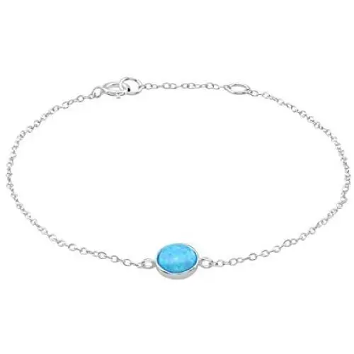 AUBE JEWELRY Hypoallergenic 925 Sterling Silver Trendy and Dainty Round Opal Bracelet for Women