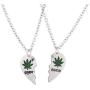 LUX ACCESSORIES Best Buds BFF Best Friends Heart Valentine Forever Pot Marijuana Leaf Necklaces (2pc)