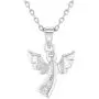 925 Sterling Silver Clear CZ Guardian Angel Necklace Pendant for Children 16''