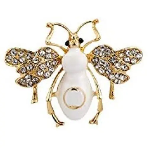 Knighthood White and Gold Power Dressing Bee with Swarovski Detailing Brooch Knighthood White and Gold Power Dressing Bee with Swarovski Detailing Brooch