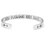 Inspirational Cuff Bracelet Bangle Keep Going Motivational Mantra Quote Stainless Steel Engraved Best Friend Sister Gift for Women Teen Girls with Hidden Message
