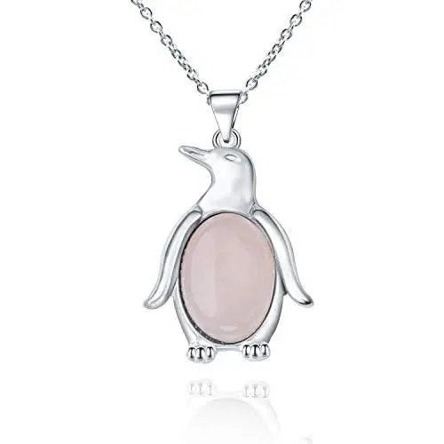 Chakra Stones Pendants Necklace,Womens Natural Gemstone Crystal Pendant Creative Penguin Shape Birthstone Energy Jewelry Necklaces for Ladies Girls Chakra Stones Pendants Necklace,Womens Natural Gemstone Crystal Pendant Creative Penguin Shape Birthstone Energy Jewelry Necklaces for Ladies Girls