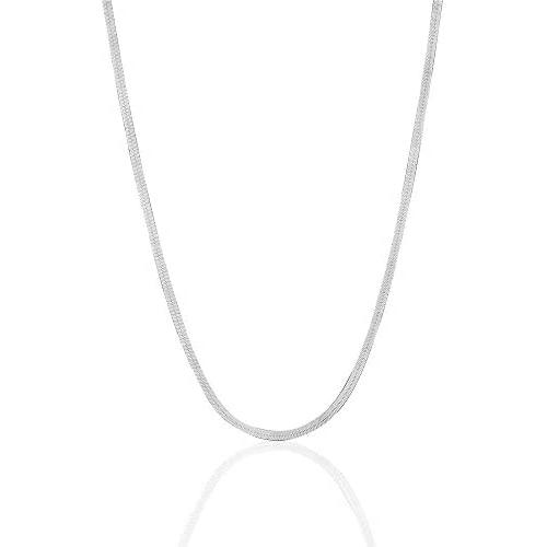 Sterling Silver Magic Herringbone Chain Necklace For Men and Women, 925 Solid Sterling Silver Flat Snake Magic Flexible-Lobster Lock, Italian Sterling Silver Chain, 3MM, 3.5MM, Gift Packing Included