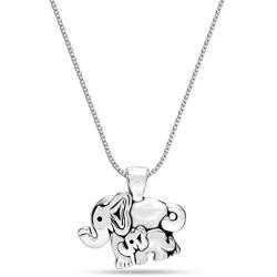 LeCalla Sterling Silver Jewelry Elephant Charm Pendant with Chain for Women