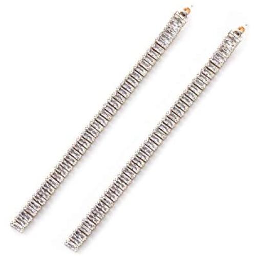 MLENS 18K Gold Plated Zirconia Long Drop Earrings Strand Dangle Earring Jewelry Gifts