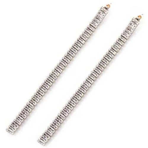 MLENS 18K Gold Plated Zirconia Long Drop Earrings Strand Dangle Earring Jewelry Gifts