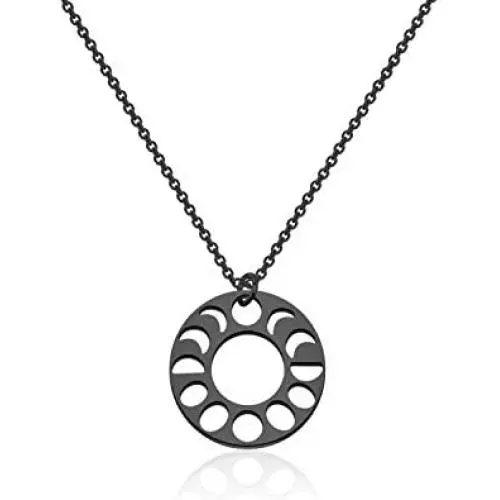 KUIYAI Round Lunar Phases of The Moon Pendant Necklace Lunar Black Necklace Moon Phases Pendant Necklace Triple Goddess Jewelry for Men Women KUIYAI Round Lunar Phases of The Moon Pendant Necklace Lunar Black Necklace Moon Phases Pendant Necklace Triple Goddess Jewelry for Men Women