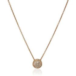 Jewelili 14K Rose Gold over Sterling Silver 1/10 Cttw Natural White Round Diamond Pendant Necklace, 18'' Rolo Chain