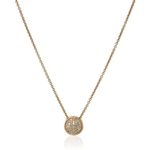 Jewelili 14K Rose Gold over Sterling Silver 1/10 Cttw Natural White Round Diamond Pendant Necklace, 18'' Rolo Chain Jewelili 14K Rose Gold over Sterling Silver 1/10 Cttw Natural White Round Diamond Pendant Necklace, 18'' Rolo Chain