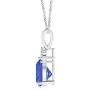 December Birthstone - Trillion Tanzanite Solitaire Pendant Necklace with Trio Diamonds in 14K White Gold (7mm Tanzanite)