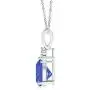 December Birthstone - Trillion Tanzanite Solitaire Pendant Necklace with Trio Diamonds in 14K White Gold (7mm Tanzanite)